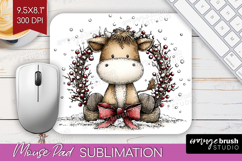Whimsical Christmas Mouse Pad Sublimation - Cute Animal PNG Product Image 1