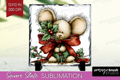 Whimsical Christmas Slate PNG - Cute Animal Square Slate Product Image 1