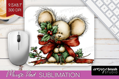 Whimsical Christmas Mouse Pad Sublimation - Cute Animal PNG Product Image 1