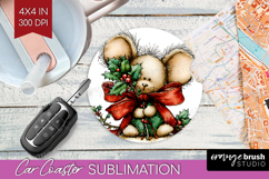 Whimsical Christmas Car Coaster - Cute Animal Coaster PNG Product Image 1