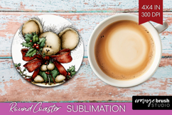 Whimsical Christmas Round Coaster - Cute Animal Coaster PNG Product Image 1