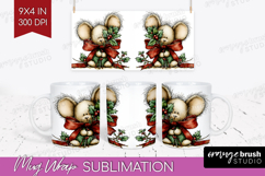 Whimsical Christmas Mug Wrap - Cute Animal Mug PNG Product Image 1