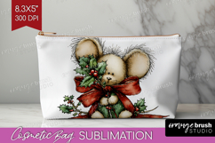 Whimsical Christmas Cosmetic Bag - Cute Animal Makeup Bag Product Image 1