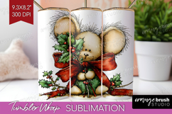 Whimsical Christmas Tumbler Wrap - Cute Animal Tumbler PNG Product Image 1