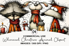 Whimsical Christmas Animal Clipart Product Image 1