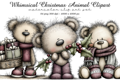 Whimsical Christmas Animal Clipart Product Image 1