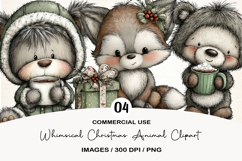 Whimsical Christmas Animal Clipart Product Image 1