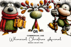 Whimsical Christmas Animal Clipart Product Image 1