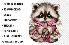 Whimsical Pink Christmas Animals Clipart - Cozy Winter Png Product Image 2