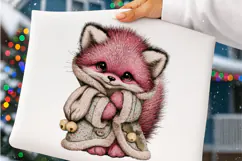 Whimsical Pink Christmas Animals Clipart - Cozy Winter Png Product Image 3