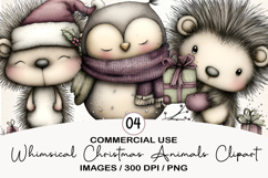 Whimsical Christmas Animals Clipart Product Image 1