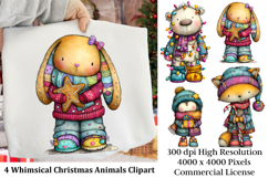 Whimsical Christmas Animals Clipart Product Image 1