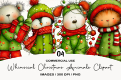 Whimsical Christmas Animals Clipart Product Image 1