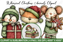 Whimsical Christmas Animals Clipart Product Image 1