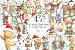 Whimsical Christmas Animals Clipart Product Image 1
