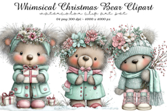 Whimsical Christmas Bear Clipart Product Image 1