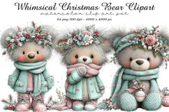 Whimsical Christmas Bear Clipart Product Image 1
