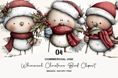 Whimsical Christmas Bird Clipart Product Image 1