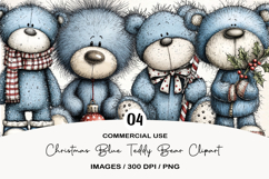 Whimsical Christmas Blue Teddy Bear Product Image 1