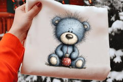 Whimsical Christmas Blue Teddy Bear Product Image 2