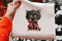 Whimsical Christmas Bow Cat Clipart Product Image 2