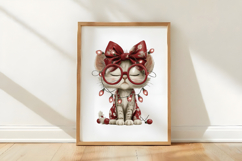 Whimsical Christmas Bow Cat Clipart Product Image 3