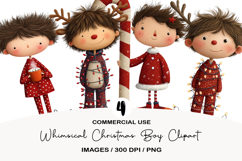 Whimsical Christmas boy Clipart Product Image 1