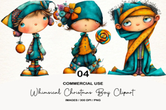 Whimsical Christmas Boy Clipart Product Image 1