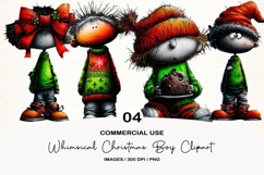 Whimsical Christmas Boy Clipart Sublimation Product Image 1