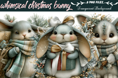 Whimsical Christmas Bunny Clipart Product Image 1