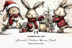 Whimsical Christmas Bunny Clipart Product Image 1