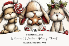Whimsical Christmas Bunny Clipart Product Image 1