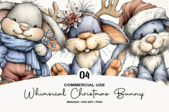 Whimsical Christmas Bunny Clipart Product Image 1