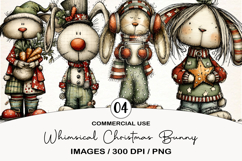 Whimsical Christmas Bunny Clipart Product Image 1