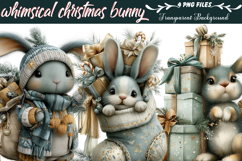 Whimsical Christmas Bunny Clipart Product Image 1