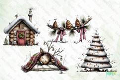 Whimsical Christmas Cabin Clipart Product Image 1