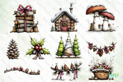 Whimsical Christmas Cabin Clipart Bundle Product Image 8