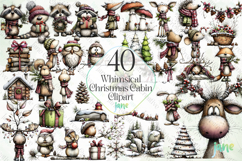 Whimsical Christmas Cabin Clipart Bundle Product Image 1