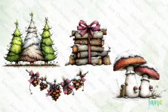 Whimsical Christmas Cabin Clipart Product Image 1