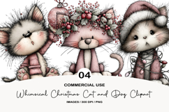 Whimsical Christmas Cat and Dog Clipart Product Image 1