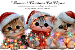 Whimsical Christmas Cat Clipart Product Image 1