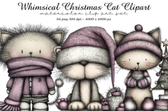 Whimsical Christmas Cat Clipart Product Image 1