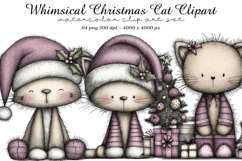 Whimsical Christmas Cat Clipart Product Image 1