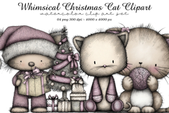 Whimsical Christmas Cat Clipart Product Image 1
