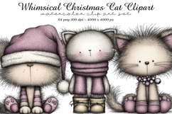Whimsical Christmas Cat Clipart Product Image 1