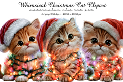 Whimsical Christmas Cat Clipart Product Image 1