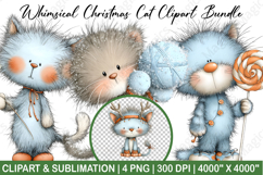 Whimsical Christmas Cat Clipart Sublimation Product Image 1
