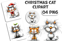 Whimsical Christmas Cat Clipart Product Image 1
