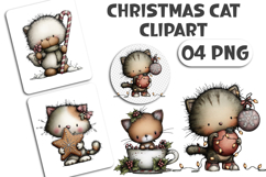 Whimsical Christmas Cat Clipart Product Image 1