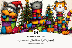 Whimsical Christmas Cat Clipart Product Image 1
